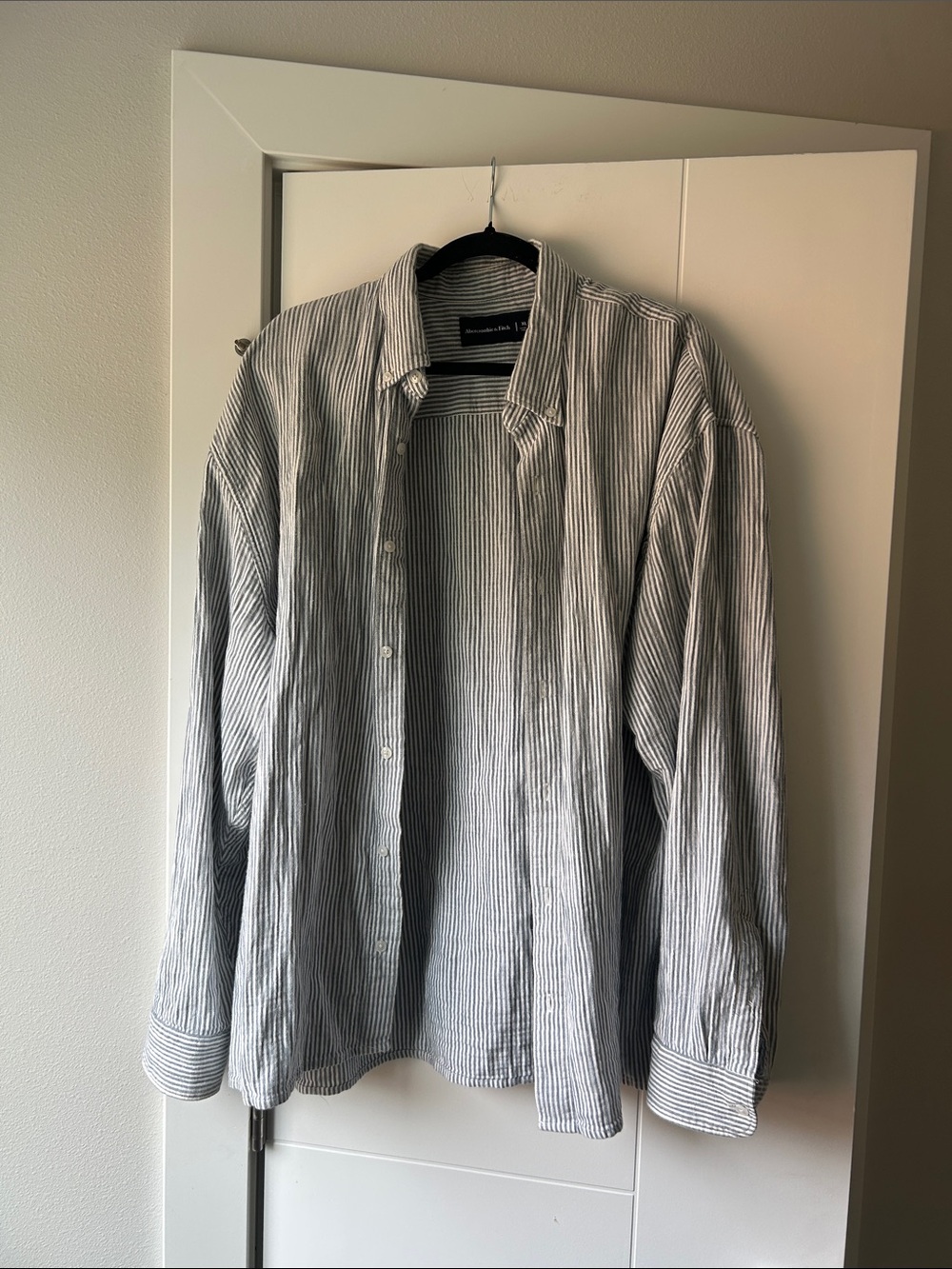 Abercrombie Men's Striped Button-Up Shirt Jacket - Blue/White